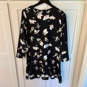 Halogen black floral dress, size M